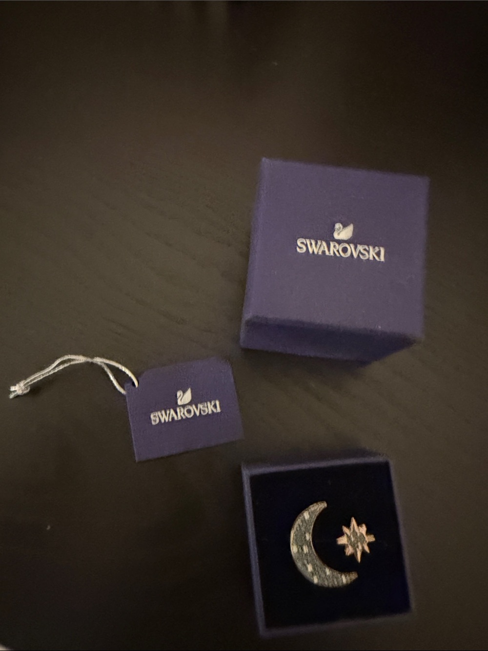 Swarovski Blue Crystal Moon and Star Ring - Blue - Picture 9 of 10